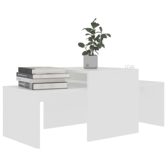 VidaXL Ensemble de tables basses Blanc 100x48x40 cm Aggloméré