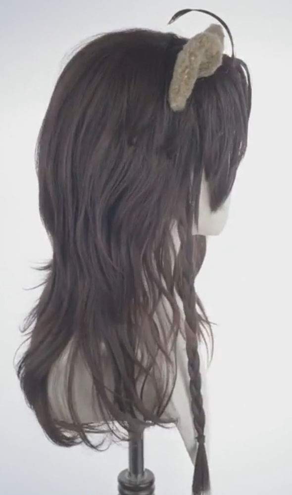 ABUNDANTDOODS Leona Kingscholar Cosplay Wig with Ears, Costume Accessory, Includes Net and Comb, Brown
