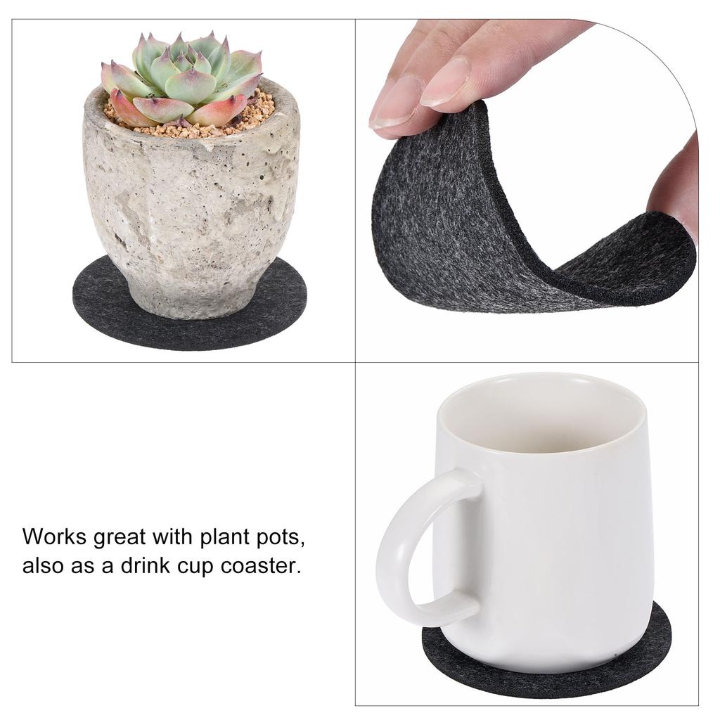 Pflanzenuntersetzer 4 6 8 10 Zoll Wendbar Saugfähig Wasserdicht Rund Filzunterlage Matte Schwarz + Grau 16in1 Set