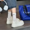 Leather women's spring new small thick-soled heightening board shoes versatile casual muffin shoes