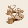 Summer Backless Chunky Heel Sandals for Women – Cross and Single Strap Open Toe with Soft Thick Sole.