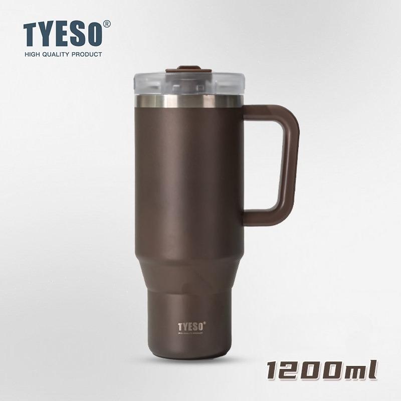 1200ml Tyeso Vacuum With Handle Bottle Stainless Steel Car Mug Straw Thermal Iced Travel Cup Tumbler Hot Cold Water Cup