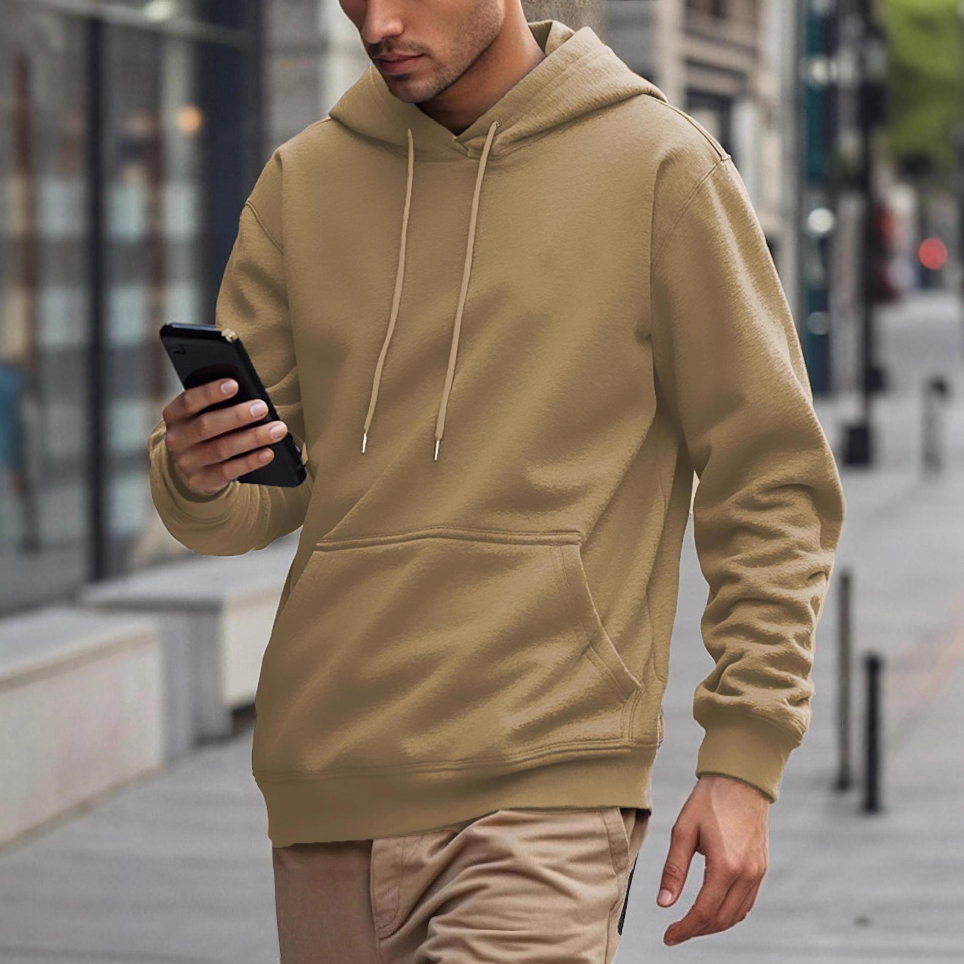 

Мужские повседневные худи флис хип-хоп 250 г/м² однотонный пуловер толстовка мужская спортивная одежда одежда толстовка мужская одежда S хаки