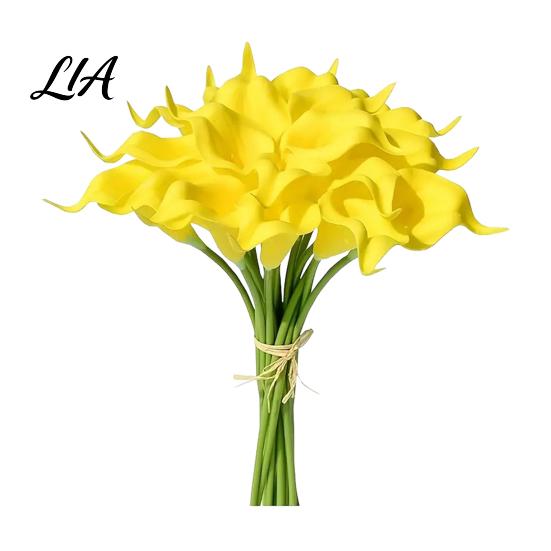 Lifelike PU Orchid Stems 5Pcs Artificial Calla Lilies, Elegant Faux Lily Flowers, Fake Maintenance Free Table Decorations Flower Bouquet