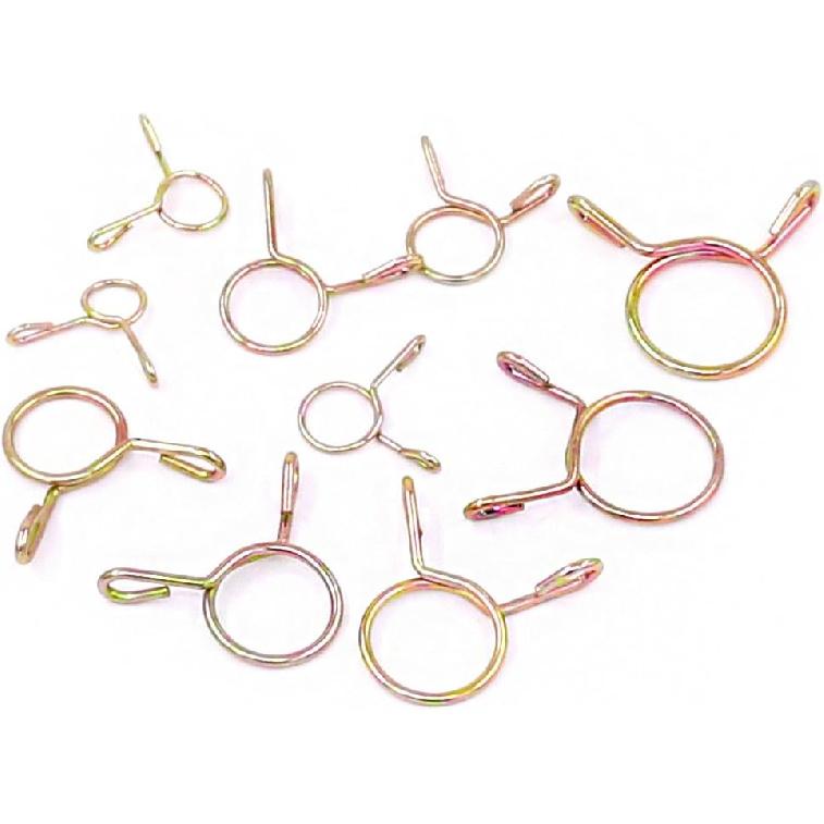 Hilitchi 250-Pcs [10 Size] Fuel Line Hose Tubing Spring Clips Clamps Assortment Kit for Motorcycle Scooter ATV - [5~14mm]