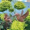 Rusty Metal Texture Hummingbird Garden Stake Weather Resistant Iron Easy Installation Wrought Iron Bird Statue