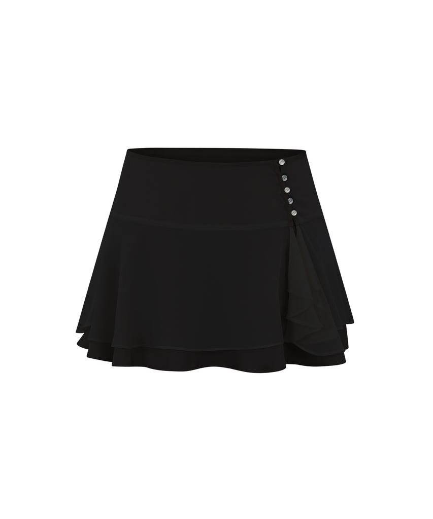 Leijeumiya Lily Chiffon Mini Skirt [Black]