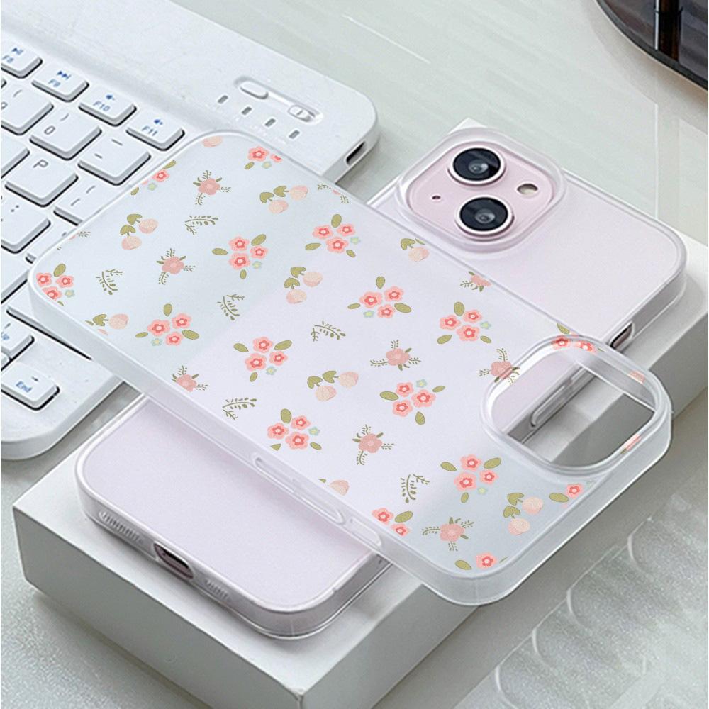 Mobile Phone Cases for iPhone 11 13 15 Pro Max 12 14 Pro Max Case iPhone 16 15 Plus 13 Pro 12 Frosted Texture Painted Cartoon Flowers