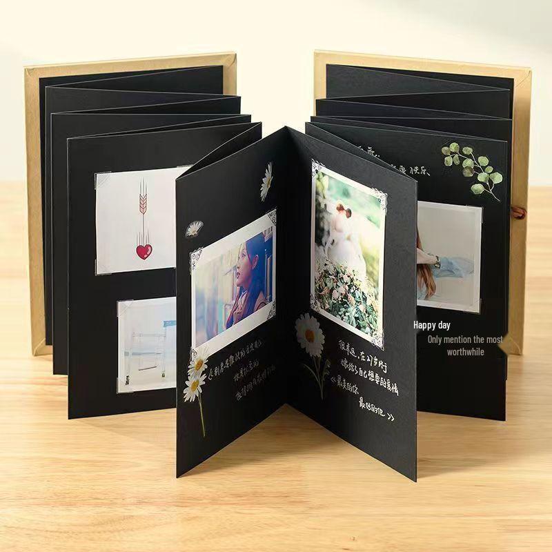 

Retro Kraft Accordion Photo Album - Handmade, Blank Cover, Creative Birthday Gift 5-inch 200g Pages [18*12]