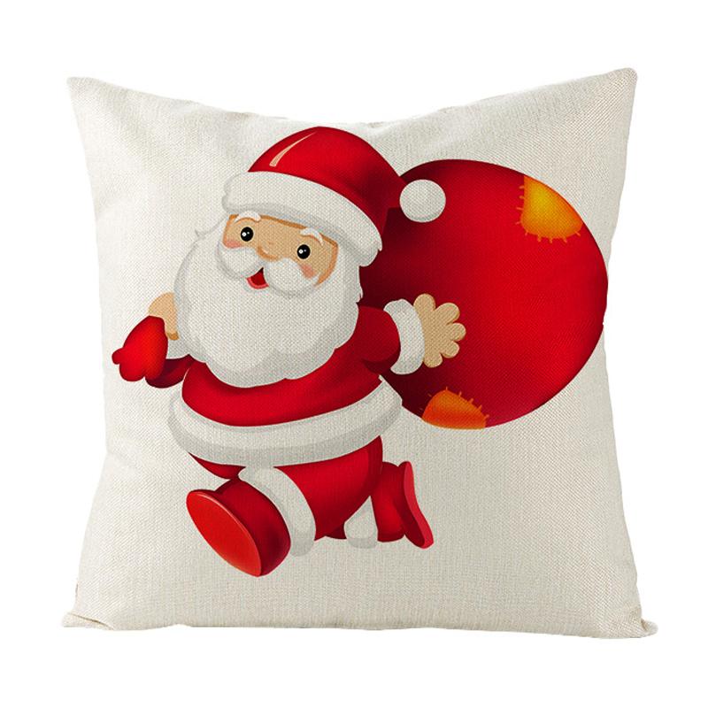Home Christmas Decorative Pillowcase Bedroom Living Room Sofa Cushion Cover Santa Claus Elk Dwarf Printed