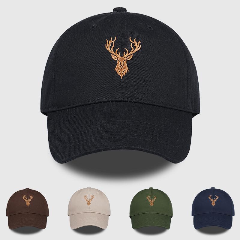 Yiran Bag Women's Golden Deer Head Embroidered Baseball Cap Soft And Comfortable Lightweight And Breathable Adjustable Retro Outdoor Style Refined