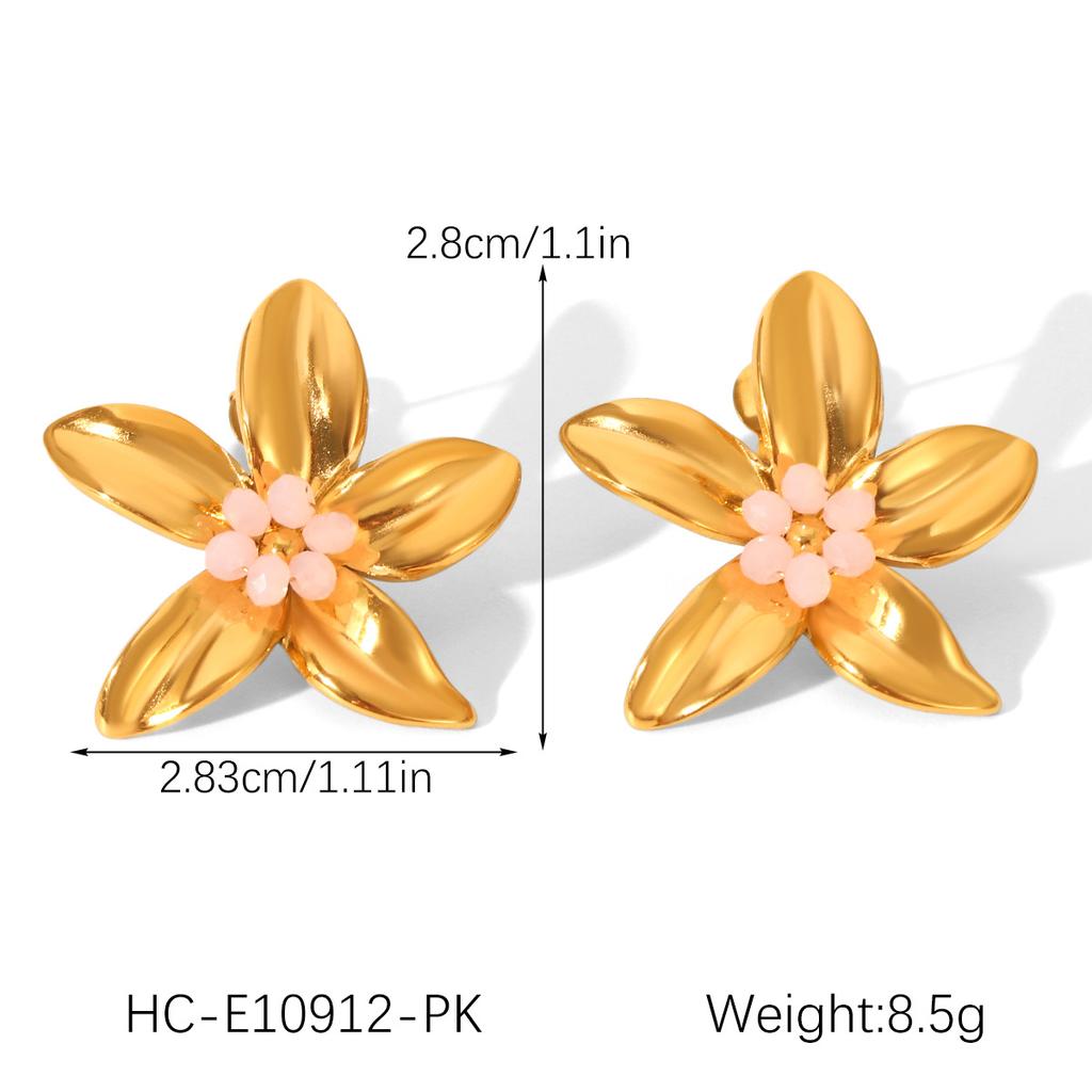 Women's Fashion Versatile Pearl Flower Stud Earrings, Western Style Ins Titanium Steel Ear Jewelry