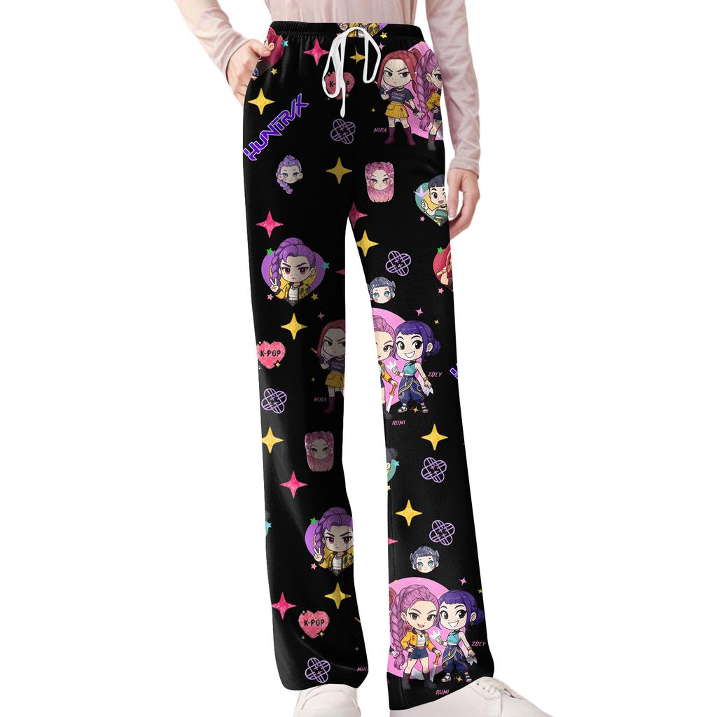 Womens Pajama Pants Sleepwear Casual Drawstring Elastic Waist Pants Comfy Straight Yoga Loose Trousers