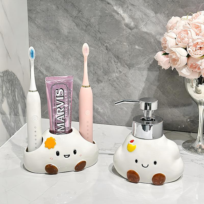Seifenspender Niedliche Keramik-Händedesinfektionsflasche Badezimmer Duschgel-Druckflasche Lotion Shampoo-Flasche Badezimmerzubehör