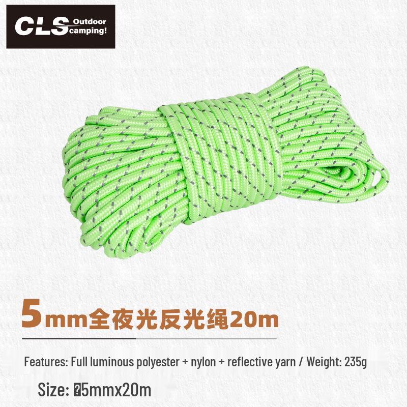 Outdoor Tent Accessory: 10M Reflective Rope, 5mm Thick, Ground Pegs, Windproof Guyline, Clothesline, Awning