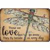Metal Poster Dragonfly Garden Vintage Wall Decor Fence Gate Art
