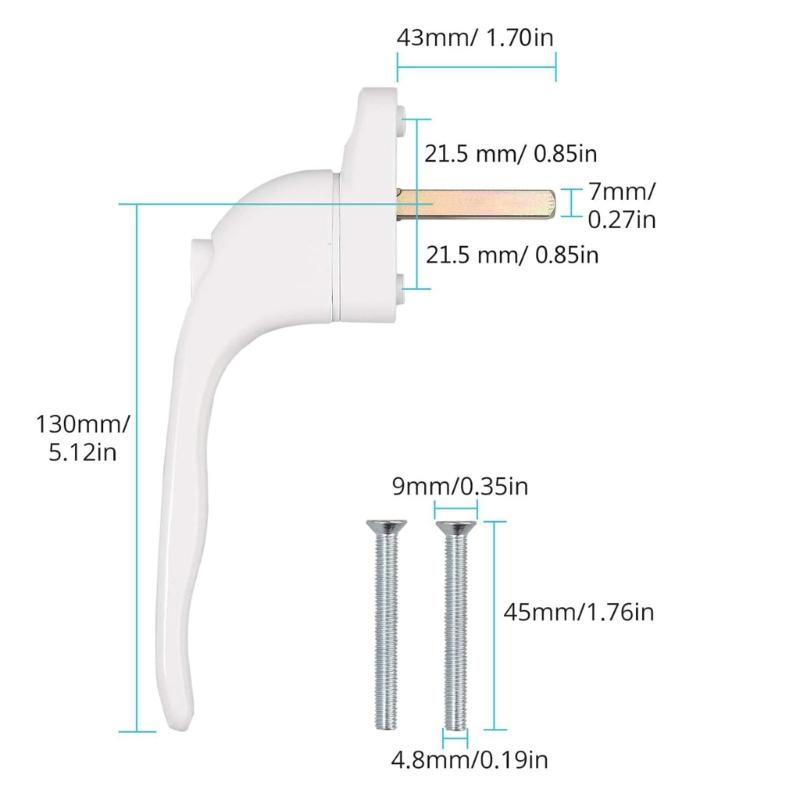 2Pcs Aluminum Alloy Window Handles Lock With Key & Screws Balcony Door Handle Lockable Double Glazing Window Handle