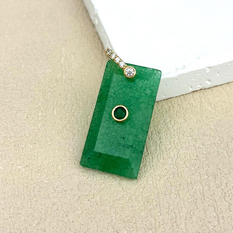 Natural White Crystal Rectangular Pendant Necklace Jewelry Accessories