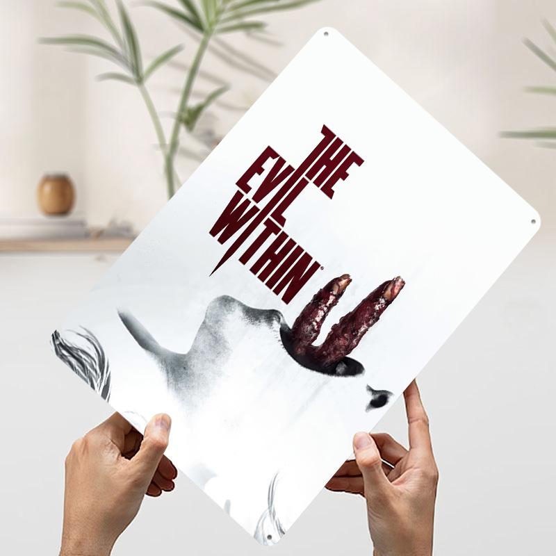 

The Evil Within Game Cover Art Poster Customized Wall Art Vintage Metal Signs Retro Tin Plaque for Man Cave Room Decorations 7.9x11.8In(20x30cm)