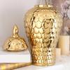 Ceramic General Jar Porcelain Handicrafts Geometric Golden Jar Storage Tank Flower Vase Home Decoration Accessories