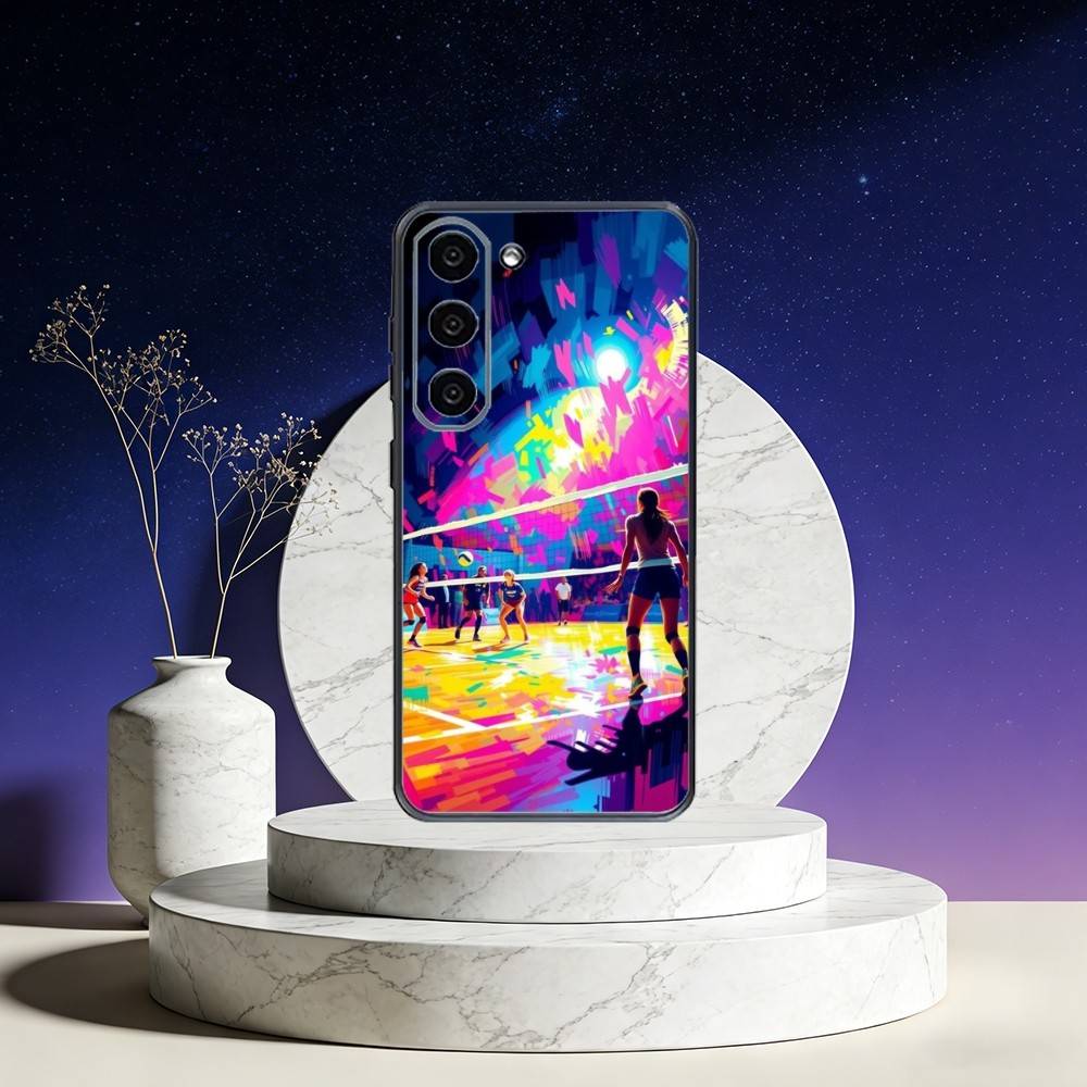 V-Volleyball P-Painted Phone Case For Samsung Galaxy A73,A72,A71,A70,A53,A52,A51,Others Soft Black Cover