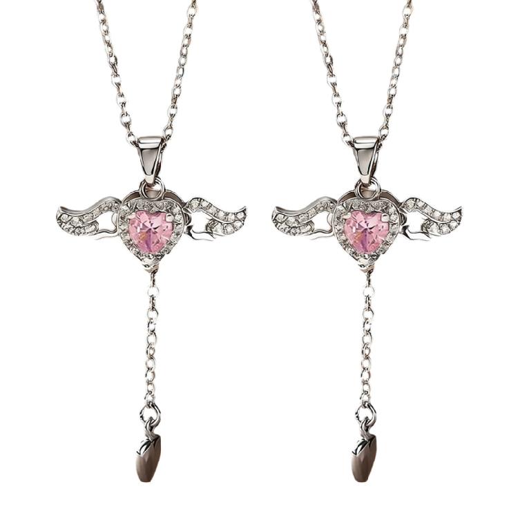Elegant Heart With Wing Necklace In Shining Zinc Alloy Design Fashion Accessory Gift Perfect For Romance Presents