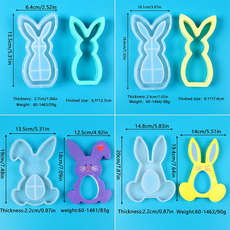 Bunny Candle Silicone Resin Mold for Easter Rabbit Candlestick Plaster Soap Ornaments Casting Making Home Decor