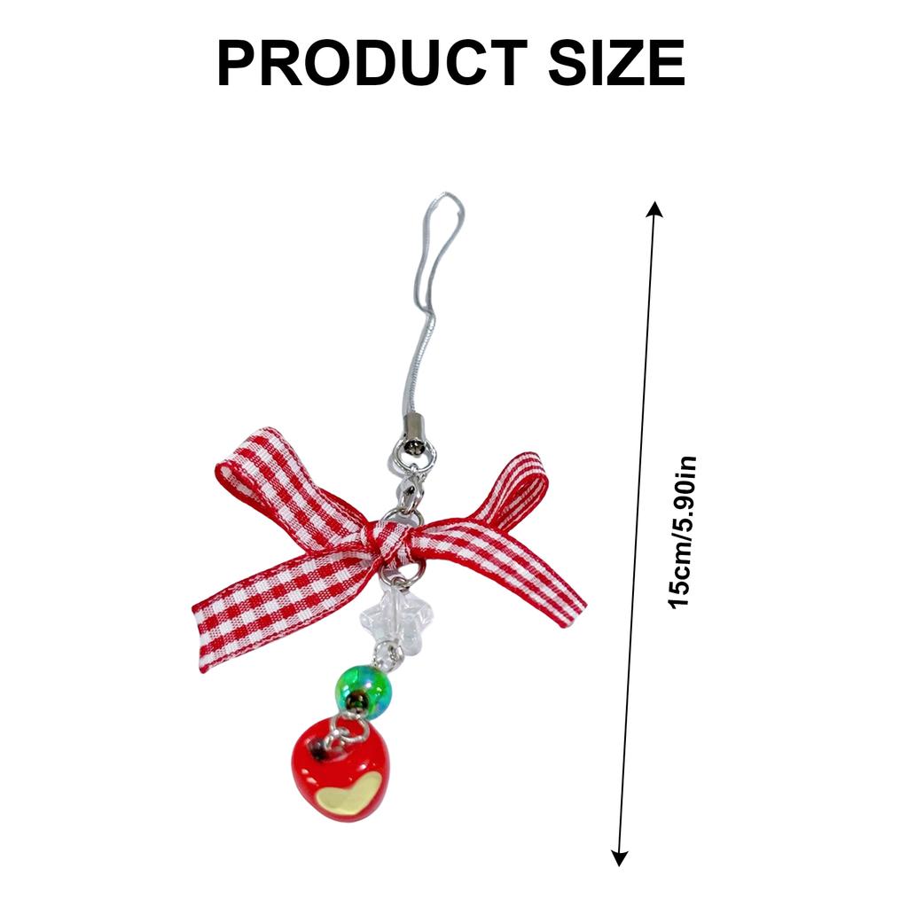 Chic Pearls Beaded Phone Charm Youthful Beaded Bowknot Phone Band with Heart Pendant for Bags Keys and Purses