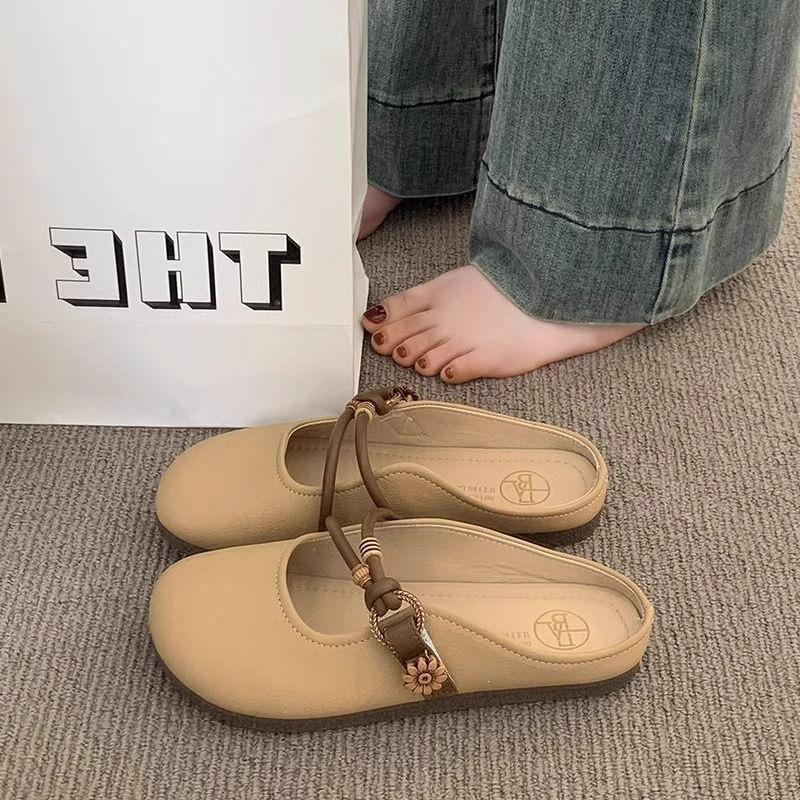 Women's Summer Lazy Slip-On Baotou Half-Slippers, 2026 French Style Flat Soft Sole Sandals.