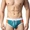 Heren Laag Uitgesneden Zwembroek Nylon Mesh Paneel Sneldrogend Elastische Contour Zakje Sexy Kleurblok Zwemkleding Voor Mannen