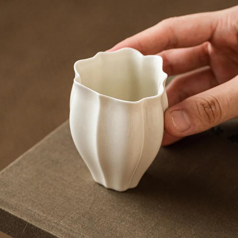 Weißes Porzellan Keramik Chinesisches Kungfu Tee Set Gongfu Teezeremonie Riechbecher Handgefertigt Zen Stil Teeverkostungsbecher