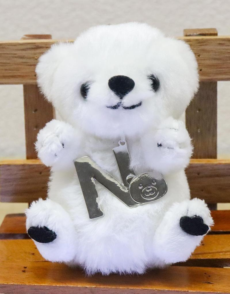 Takeoff Polar Bear Plush Toy Strap with Initial Charm Prank Series [N] Angel's