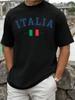 Black T-Shirt with Italian Flag Design