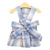 Plaid Dog Dress Bow Tie Harness Leash Set Breathable Soft Comfortable Puppy   Dress for Daily Walking