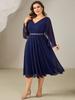 Ever-Pretty Women's Plus Size 3/4 Ruffle Bell Sleeve Deep V-Neck A-Line Midi Wedding Guest Dresses