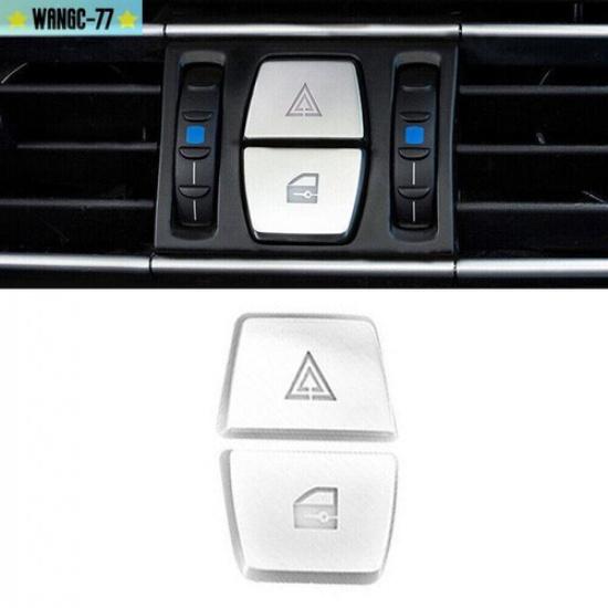 Matte Silver Inner Mergency Light Button Cover Trim For BMW 7 Series 2009-2015