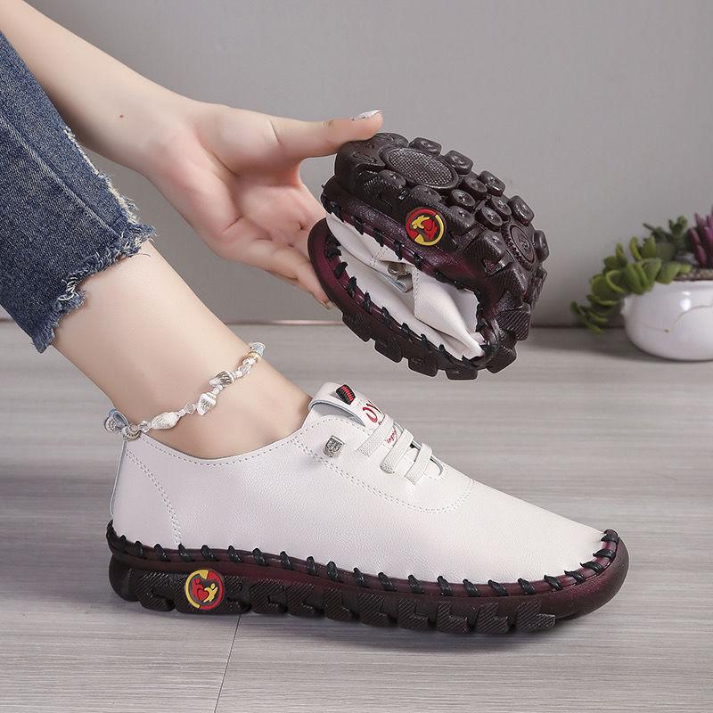 Soft Laced Up Oxford Shoes for Women Ortho Loafers Woman Plain Shockproof Driving Flats Elderly Mom Slip On Faux Leather Shoes