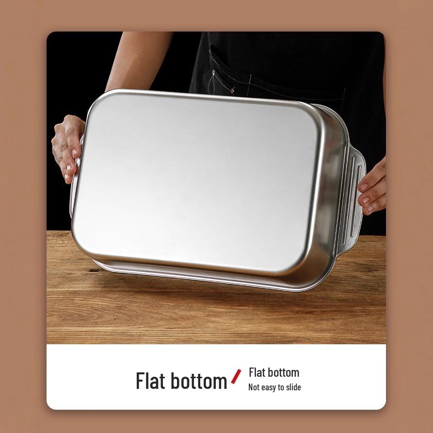 Rostfritt Stål Dubbelörad Djup Rektangulär Bak- och Grillplåt för Fisk och Skaldjur