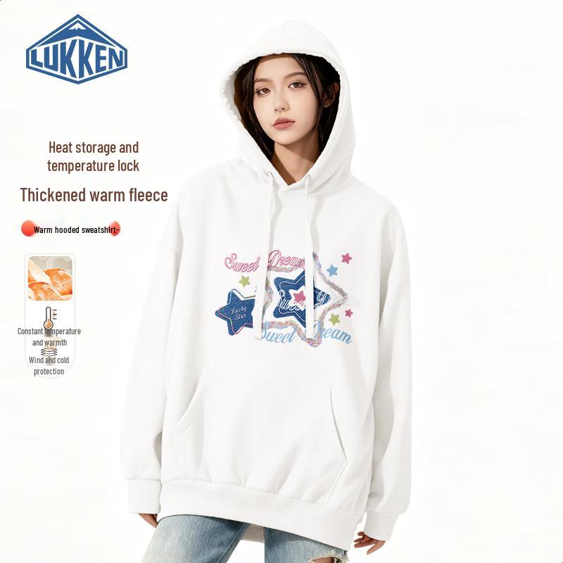 

LUKKEN Women s Thick Fleece Lined Drawstring Hooded Sweatshirt M
