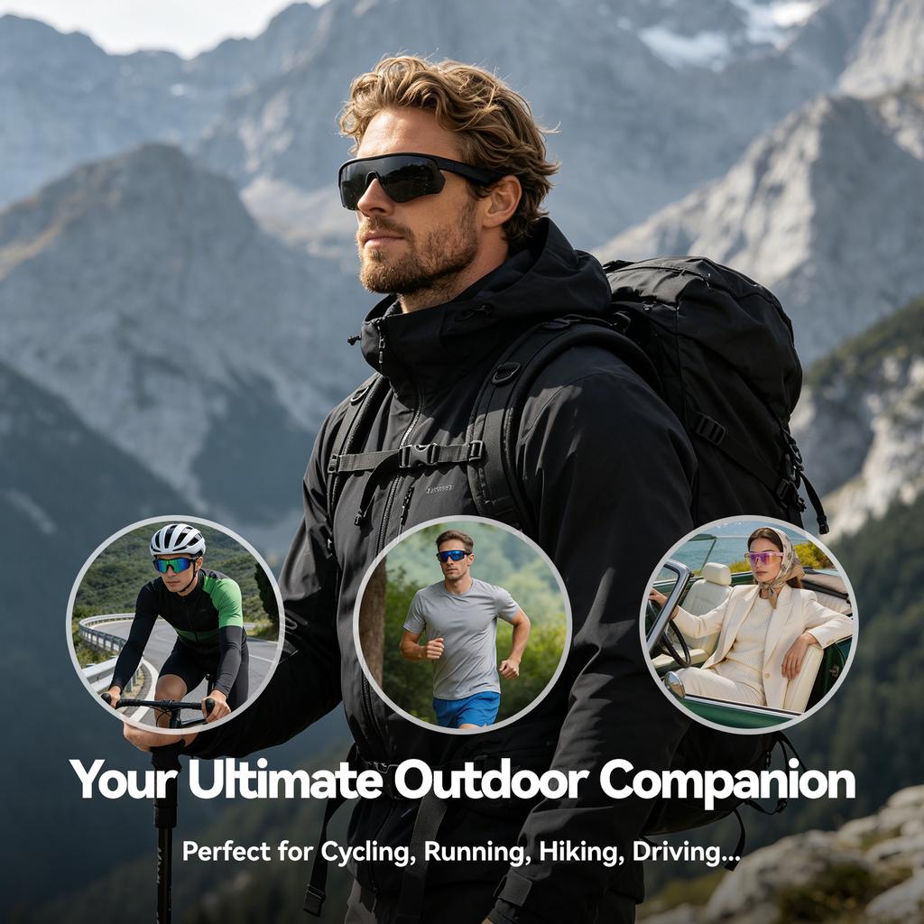 Smart Bluetooth Audio Sports Sunglasses Polarizing Glasses Outdoor Sports Sunglasses Black