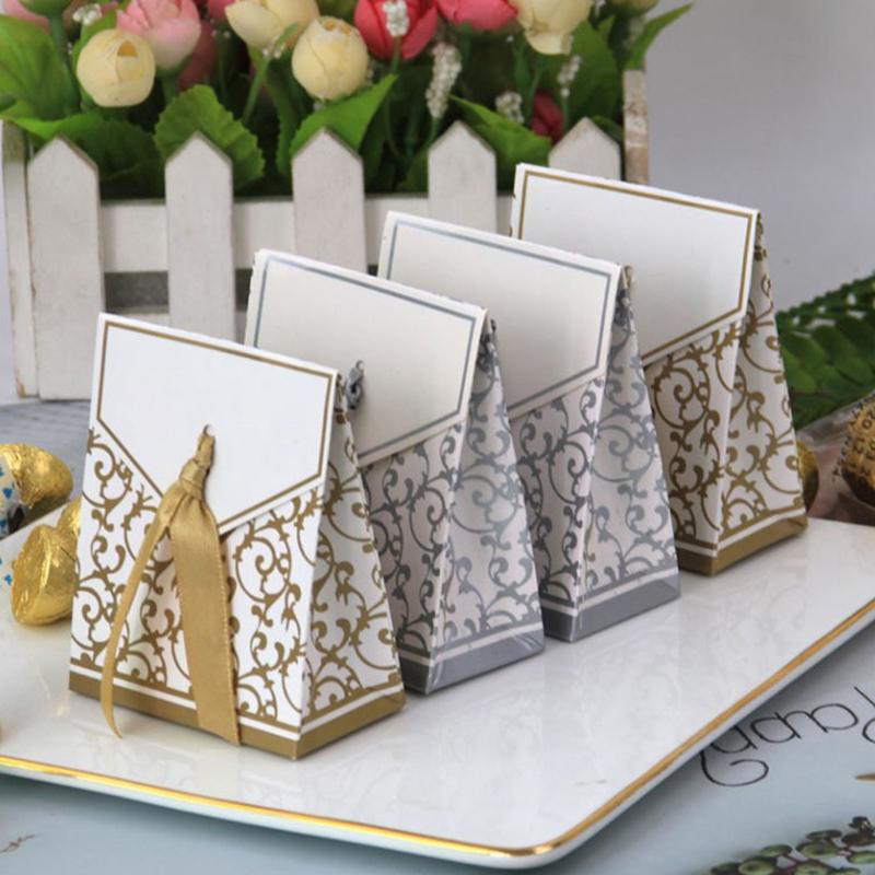 Kaufe 10Pcs Gold Silver Paper Candy Box Gift Bag Wedding Gift Packaging Boxes Joom