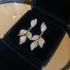 Zircon Leaf Tassel Earrings for Women High-end French Retro Fashion Drop Earring Temperament Versatile Luxury Designer Zircon