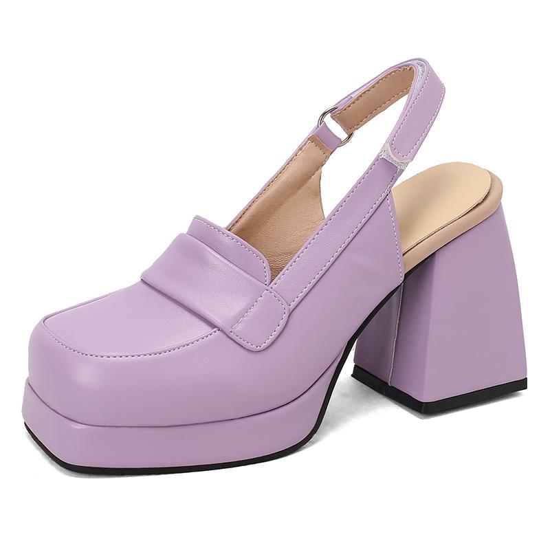 Women's high-heeled sandals spring and summer new waterproof table thick heel large size solid color bag head sandals