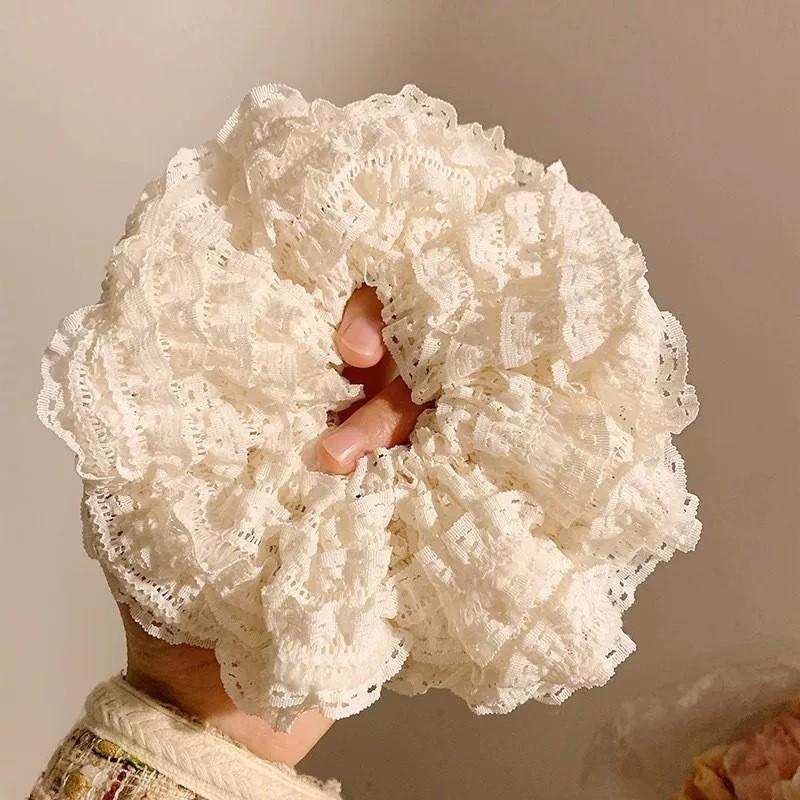

Fabric Lace Flower Edge Hair Ring Cute and Sweet Korean Style Scrunchie Hair Accessories