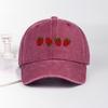 Strawberry Print Washed Baseball Cap Lightweight, Breathable, Adjustable Unisex Summer Casual Hat Sun Hat Fashion Accessory