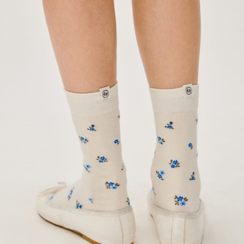 DEPOUND flower embroidery socks - blue