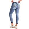 Damskie Jeansy Skinny ze Średnim Stanem Haftowane Elastyczne Wąskie Jeansowe Spodnie Streetwear Codzienne Spodnie