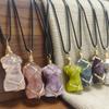 Custom Logo Natural Amethyst Female Model Body Pendant Carved Rose Quartz Woman Goddess Figurine Necklace