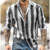 Men S Long Sleeve Striped 3d Print Casual Stretch Shirt
