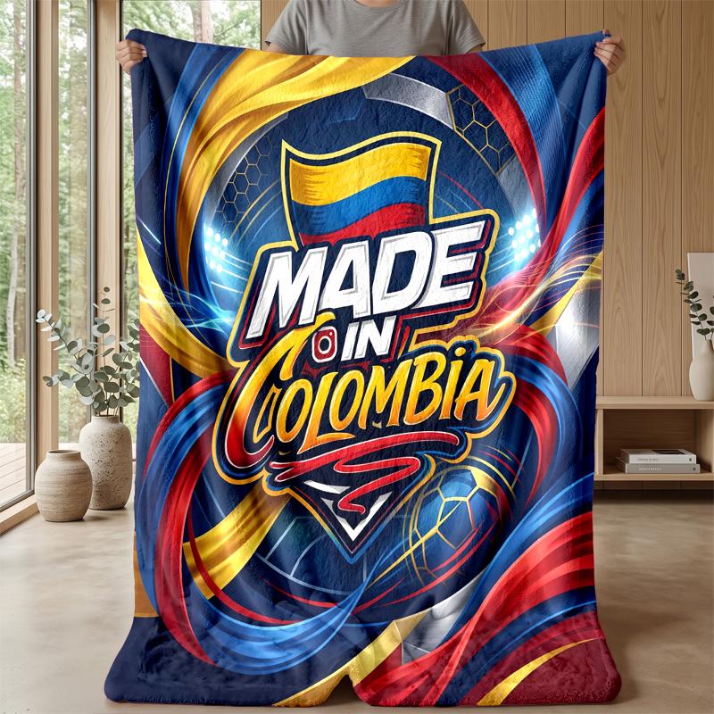 Colombia Football Printed Flannel Blanket Skin Friendly Warm Decorative Throw for Indoor Couch Bed Daily Use
